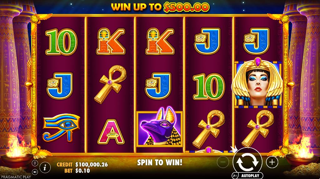 Base game screen of the Ancient Egypt slot by Pragmatic Play.