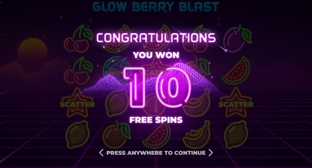 Glow Berry Blast (Zephyr Slots) Win 10 Free Spins