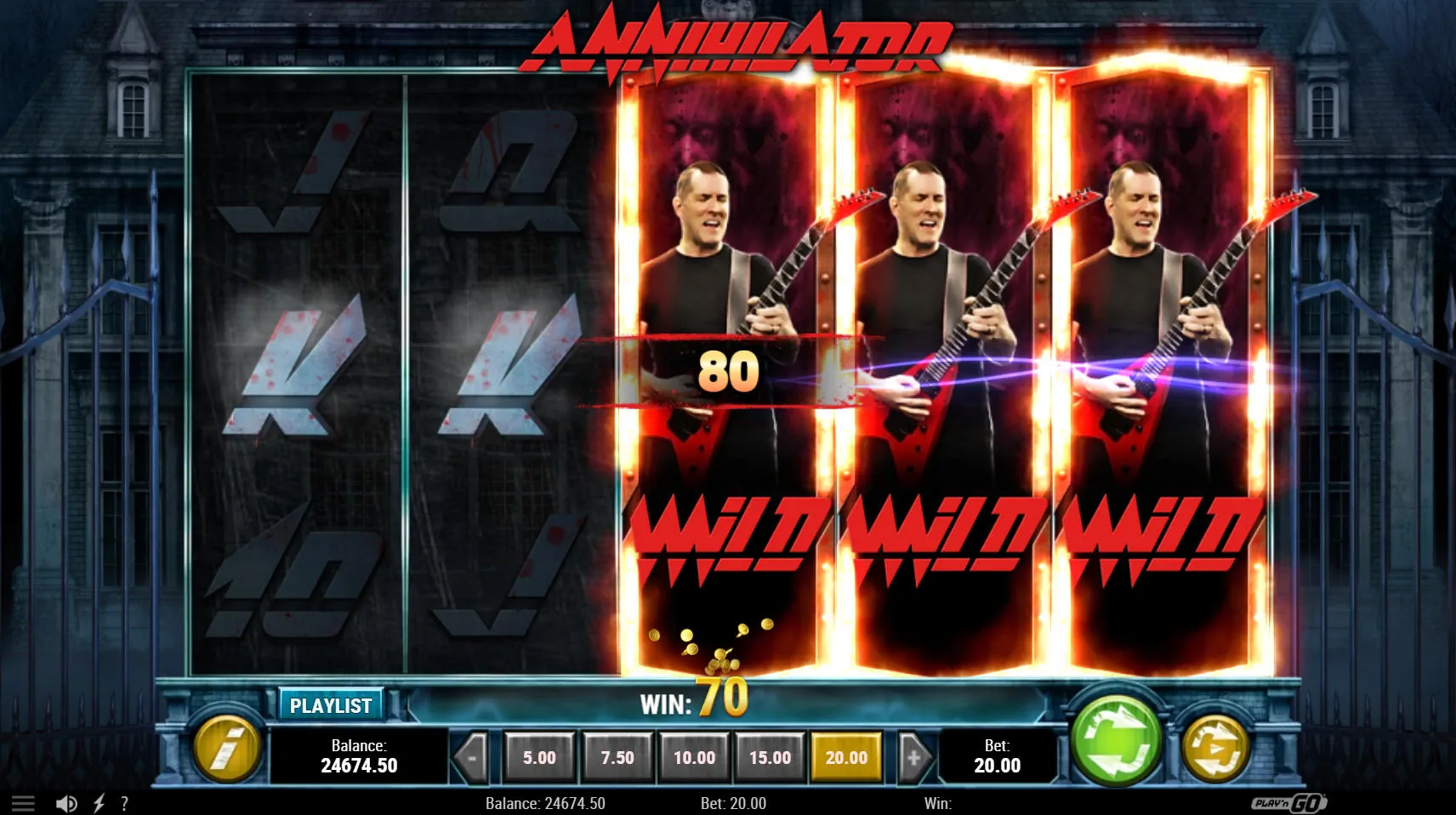Three expanded Jeff Waters Wilds covering the right reels during a winning spin, highlighting the massive payout potential of the wild mechanic.