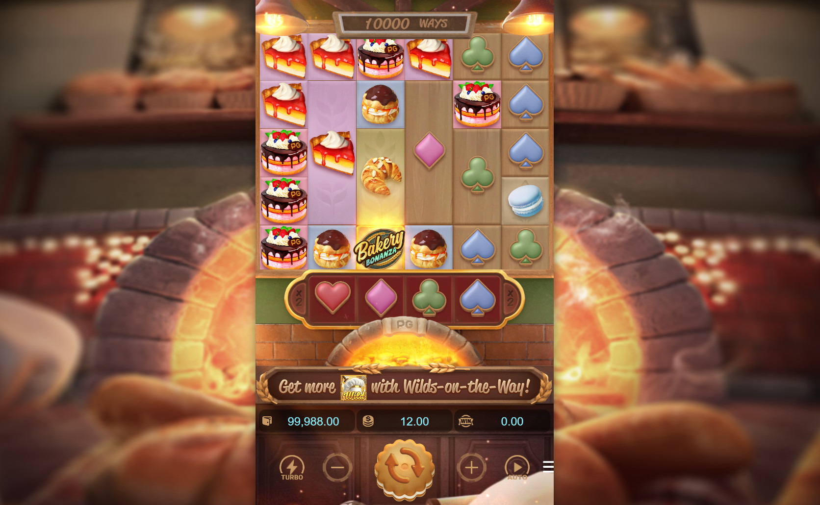Bakery Bonanza slot interface showing the 6-reel grid and the horizontal Multiplier Reel row for payout growth