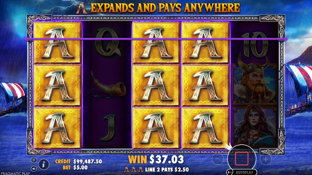 The special expanding symbol feature in action, covering multiple reels and resulting in a big win.