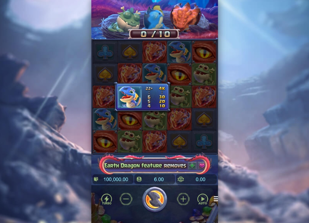 Dragon Hatch 2 slot base game interface showing 5x5 grid and sticky wild in center.