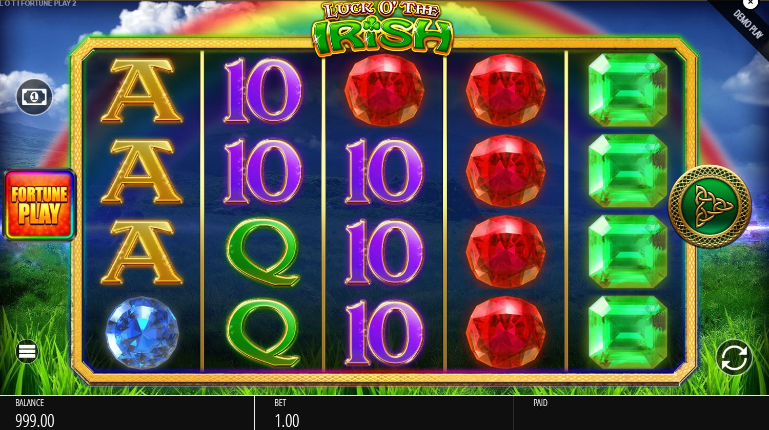 Base game grid of Luck O' The Irish Fortune Spins 2 slot showcasing the 5x4 layout and symbols.