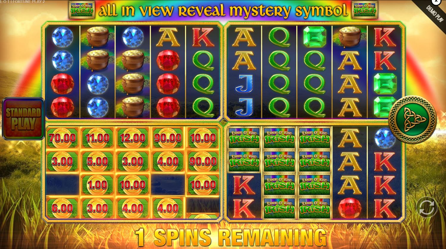 The Money Spins Hold and Win bonus round triggered in Luck O' The Irish Fortune Spins 2.