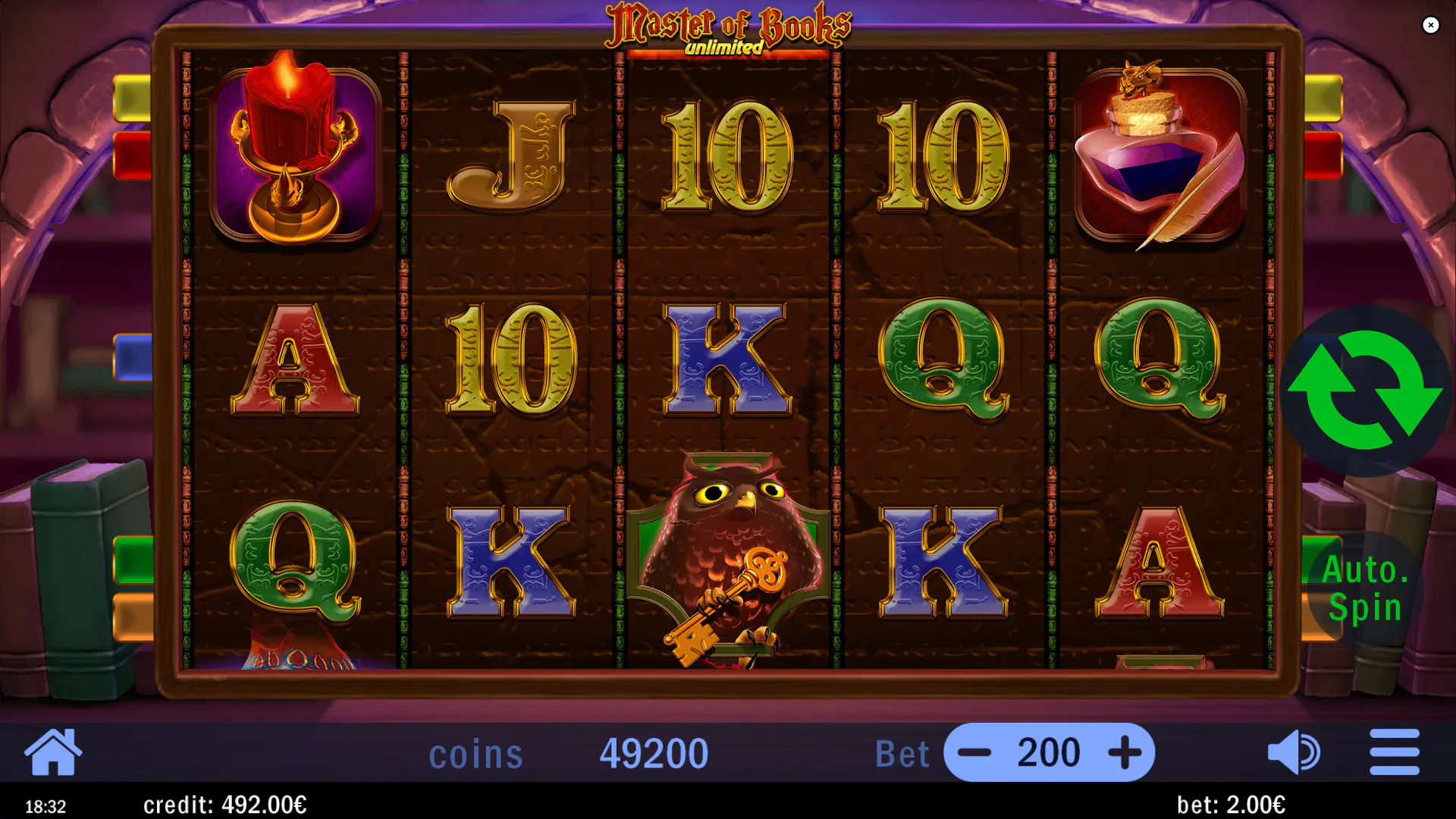 Master of Books Unlimited base game screen during regular play