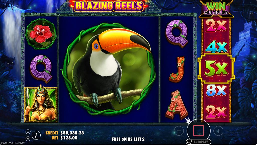 The Blazing Reels feature in action with a 3x3 Giant Symbol on the reels.