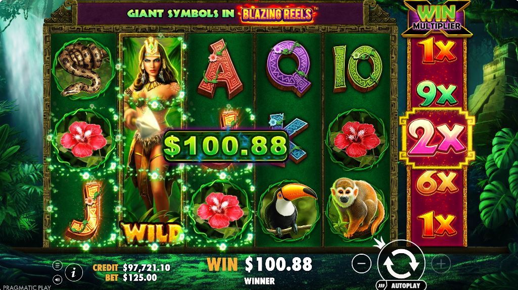 The Panther Queen expanding wild feature covering an entire reel.