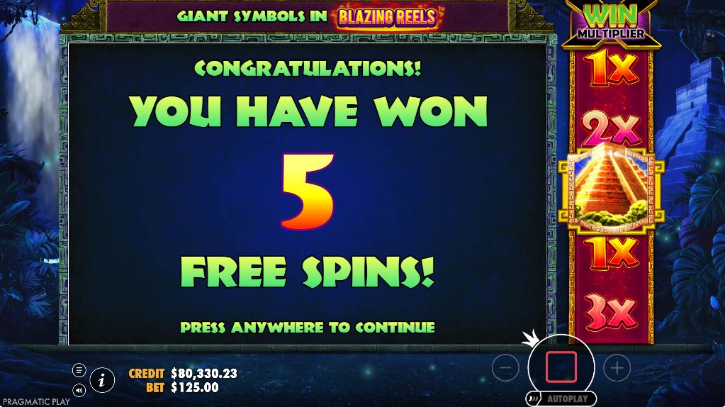 Triggering the Blazing Reels Free Spins bonus in Panther Queen slot.