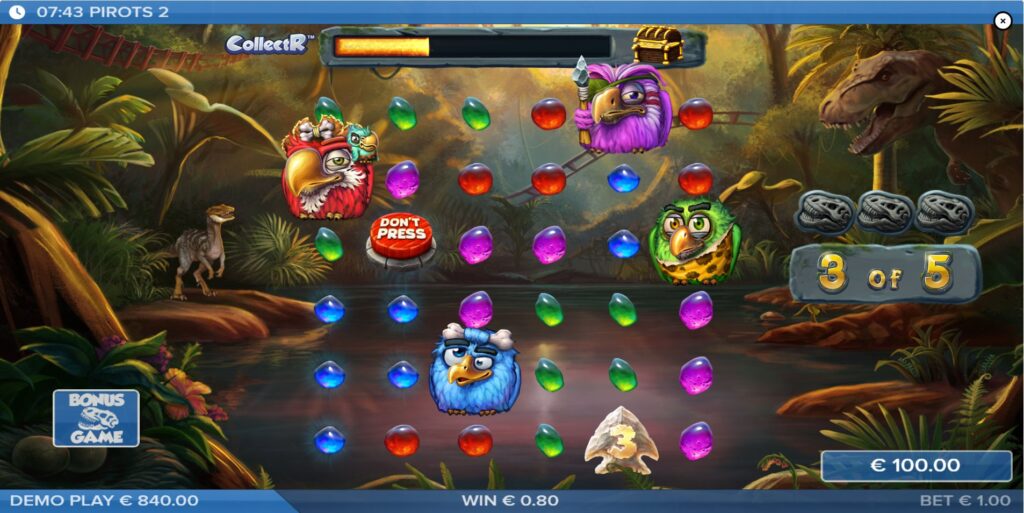 The Pirots 2 Free Spins bonus round interface, showing remaining spins and persistent game elements.