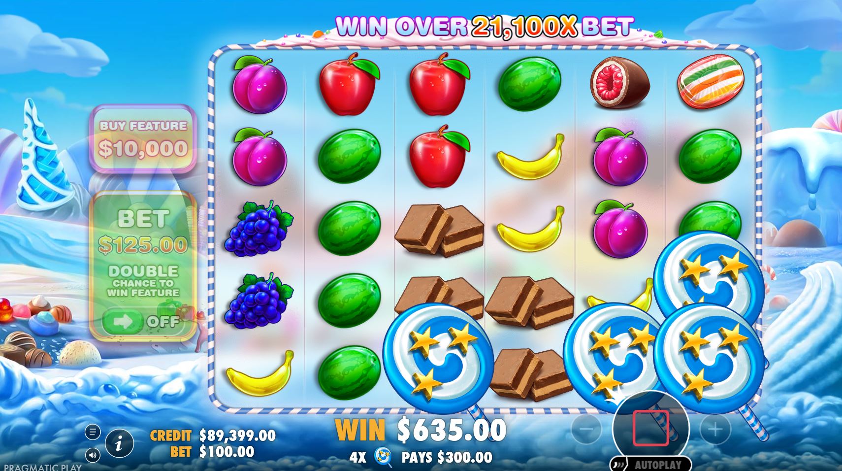 Triggering the Free Spins bonus round in Sweet Argentina with four Scatter symbols visible on the reels.