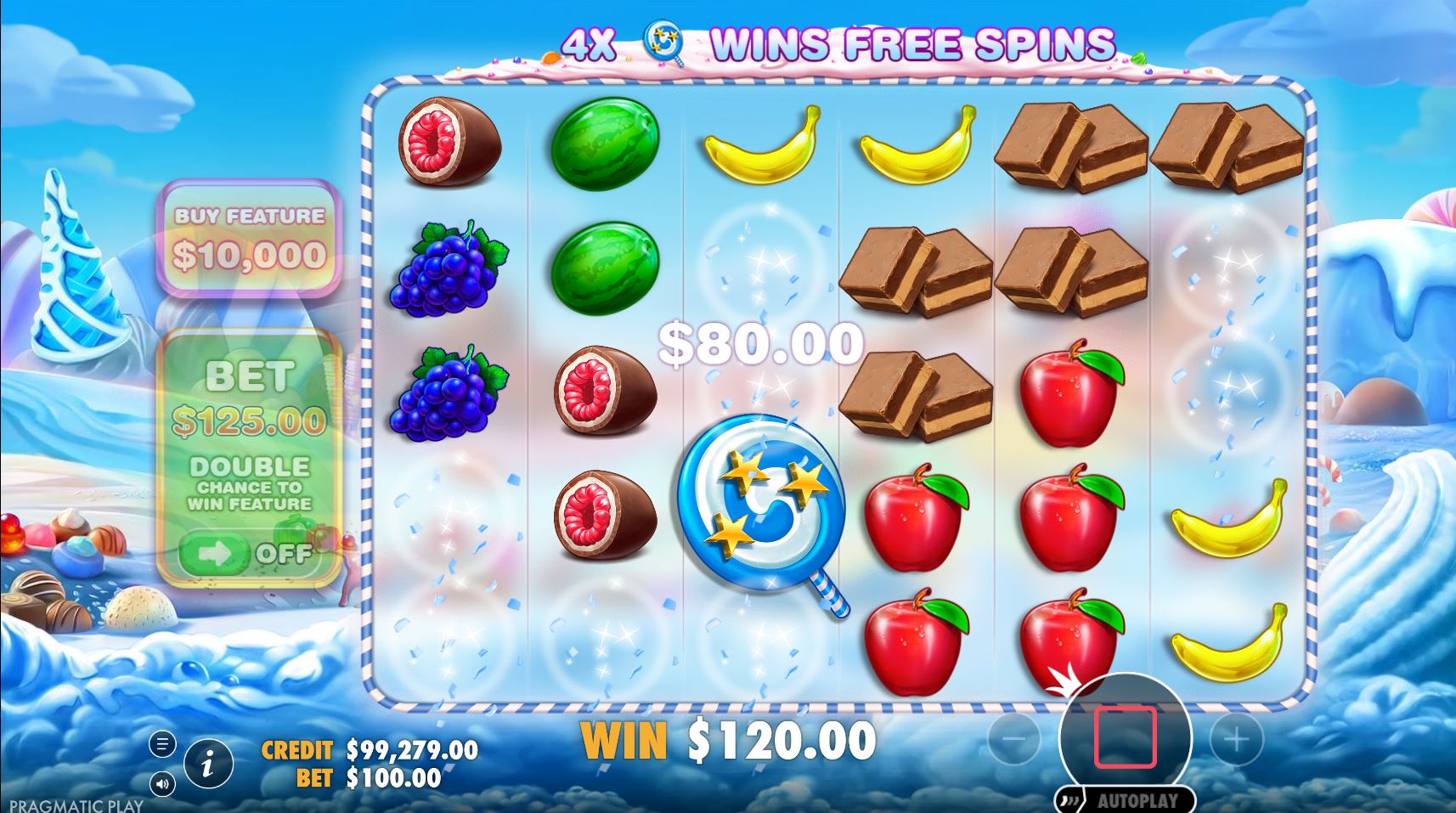 A significant win achieved through the Tumble Feature in the Sweet Argentina demo's base game.