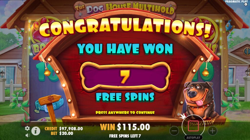 The Dog House Multihold slot - won free spins