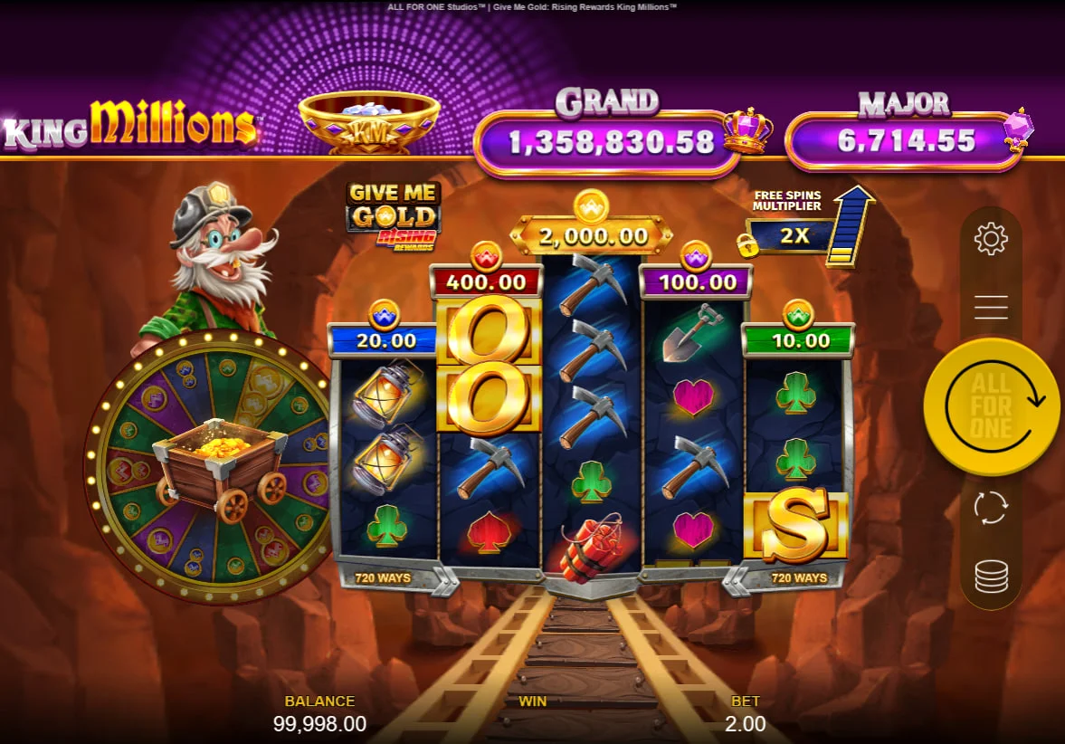 Urban street background with 5x3 slot grid and 10,000x jackpot ladder on the left side showing current prize values.