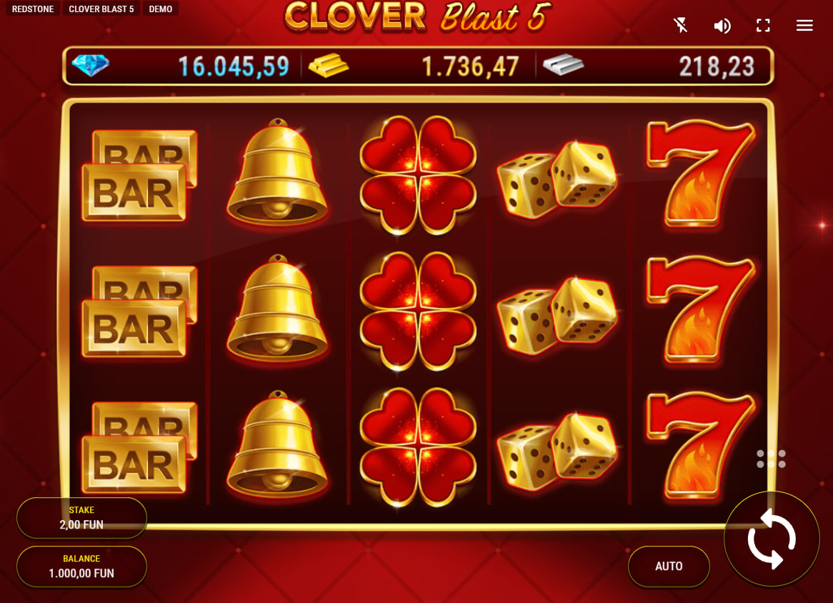 Expanding red clover wild symbol stretching across the second column of Clover Blast 5 grid to demonstrate substitution mechanics for online players