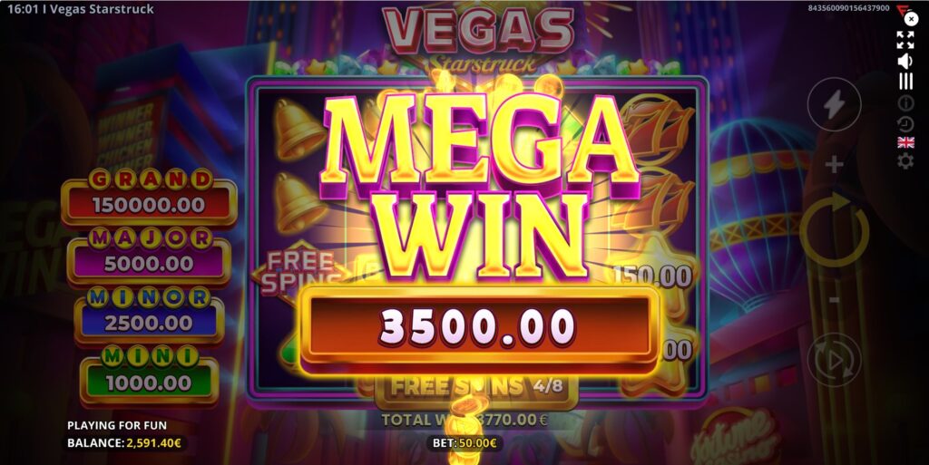 Big Win animation displayed on the Vegas Starstruck slot.