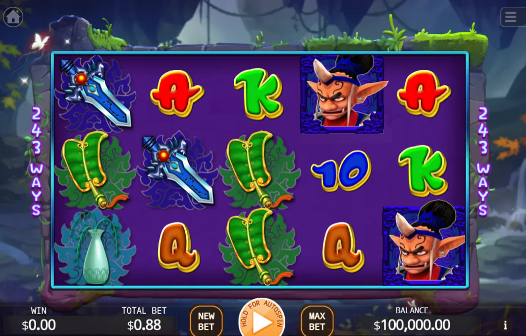 Golden and Silver Horn slot interface showing the 5x3 grid and 243 ways labels which helps players understand the win system.