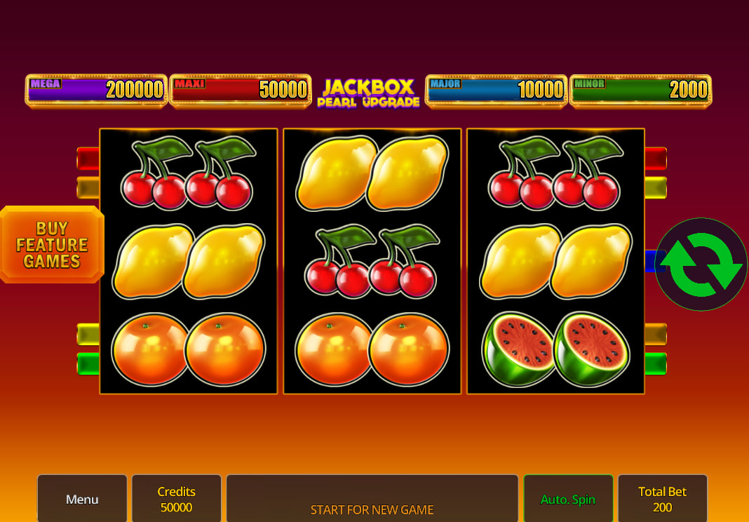 Jackbox Pearl Upgrade base game 3x3 grid with fruit symbols and betting interface for player navigation