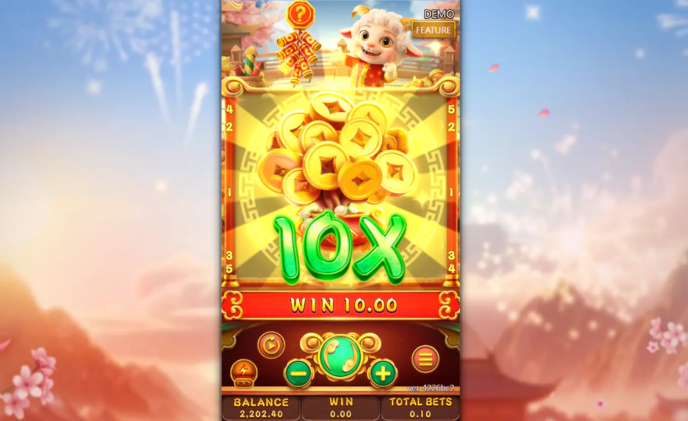 The 10X Full Board Bonus multiplier screen displayed in the Fortune Sheep slot