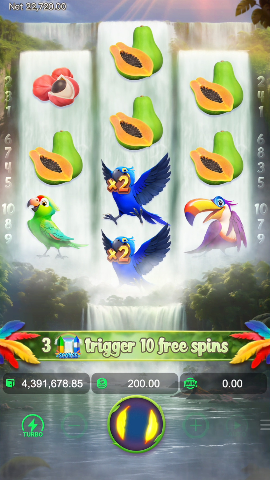 wings of iguazu: blue macaw symbol multiplier
