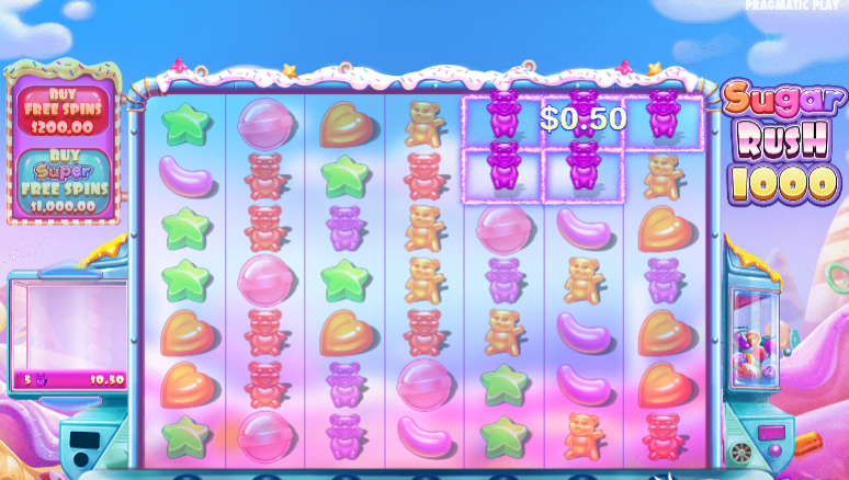 Image illustrating Cluster pay mechanics in Sugar rush 1000 slot gameplay