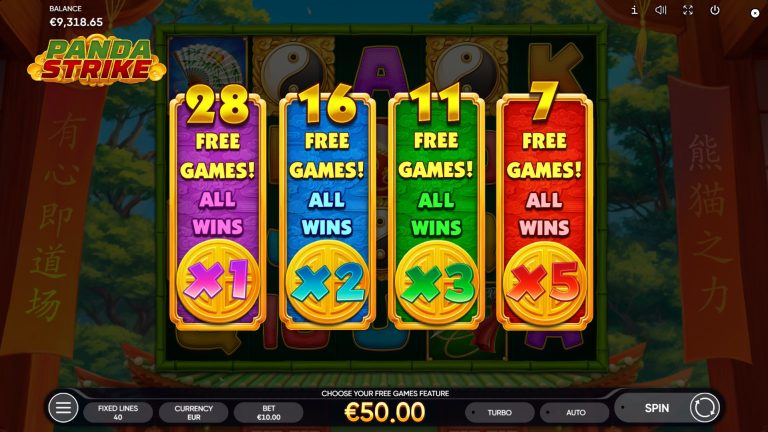 Panda Strike slot by Endorphina: select Free Games