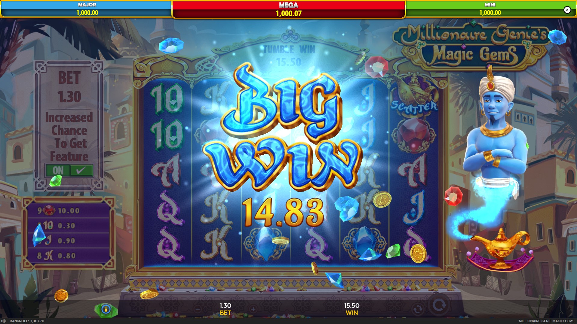 Millionaire Genies Magic Gems - slot - base game - big win