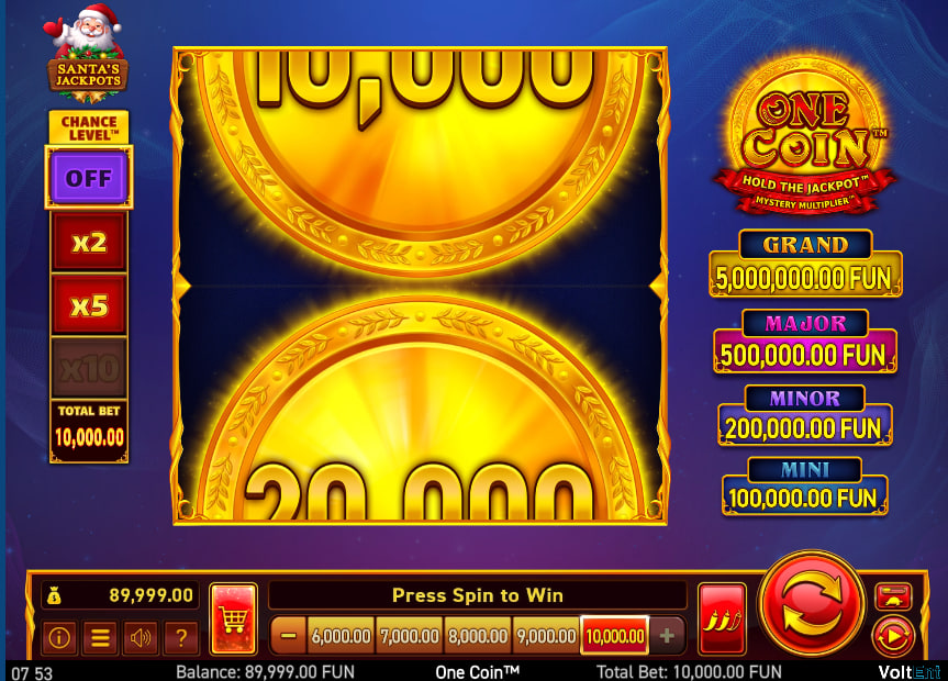 One Coin Santa's Jackpots