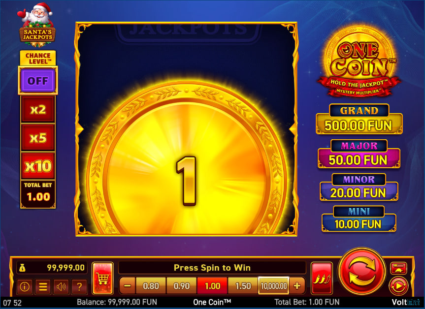One Coin Santa's Jackpots