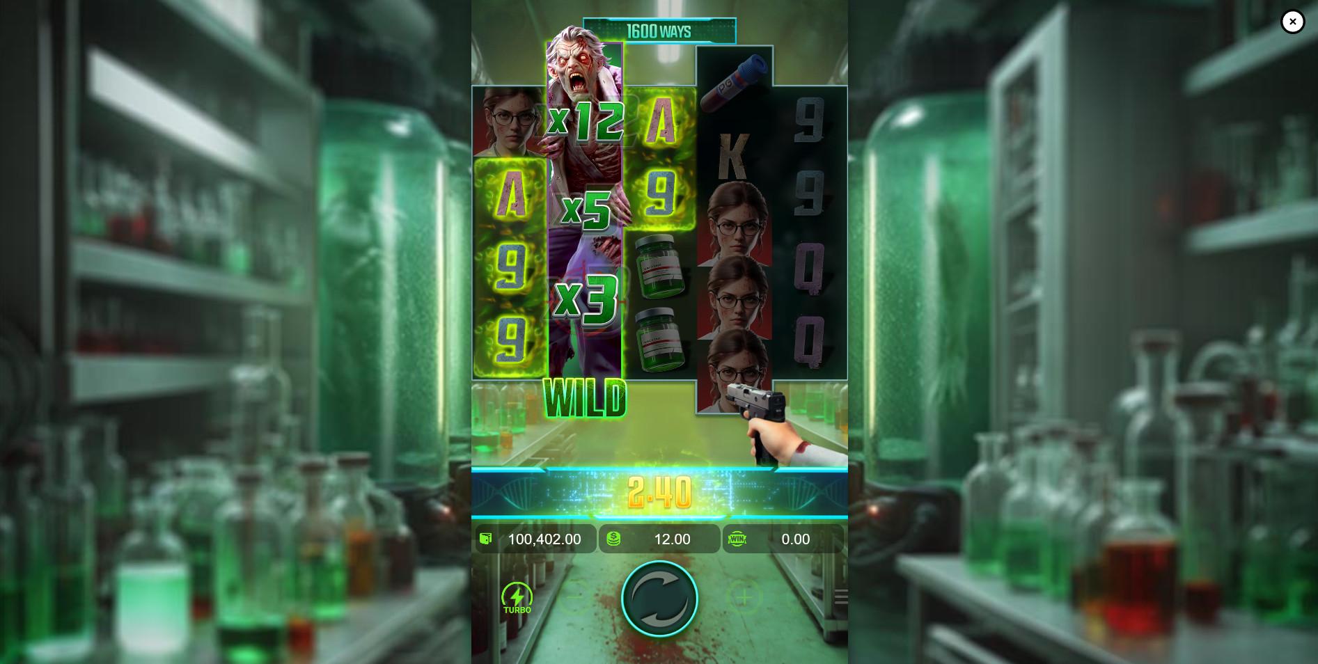 An Expanding Wild symbol covers an entire reel in Zombie Outbreak, revealing three collectable multipliers, which is the key to boosting payouts