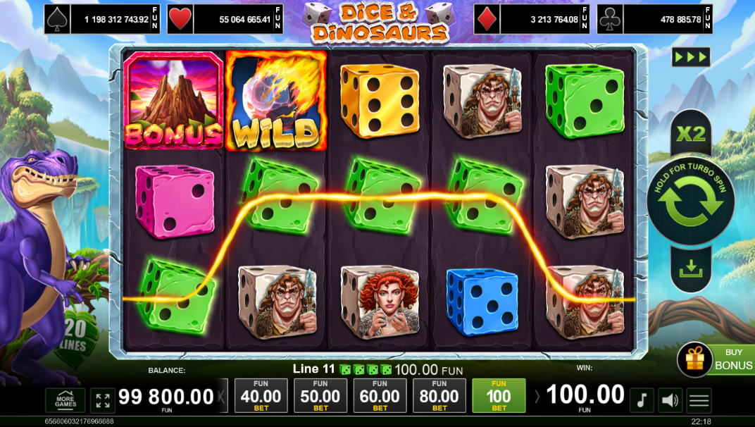 Dice & Dinosaurs by Amusnet