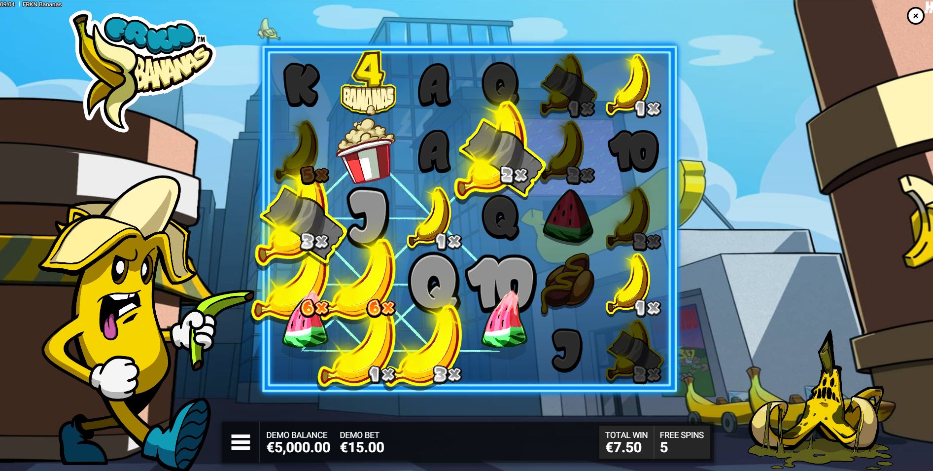 The Go Bananas symbol triggers the copy mechanic, flooding the grid with wild multipliers in the Banana Blitz! bonus.