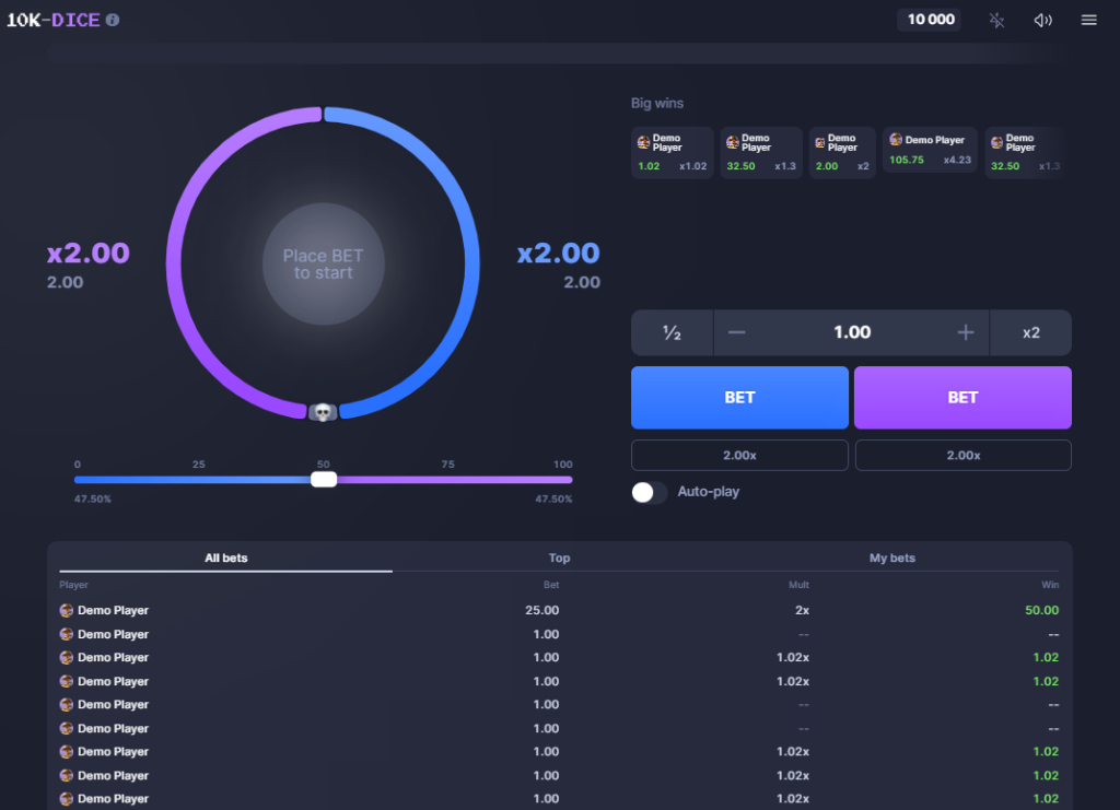 10K Dice by Mascot Gaming - Base Game
