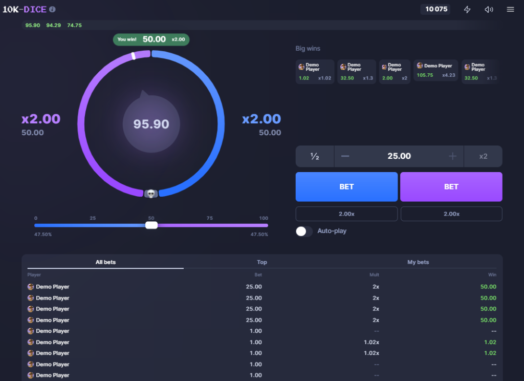 10K Dice by Mascot Gaming - Win