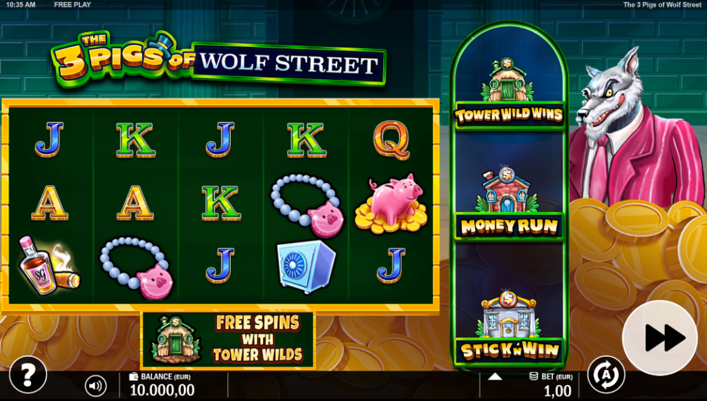 The 3 Pigs of Wolf Street by S Gaming - Base Game