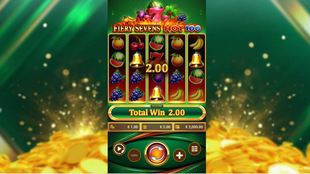 Fiery Sevens Hot 100 slot main game interface with 5x4 grid