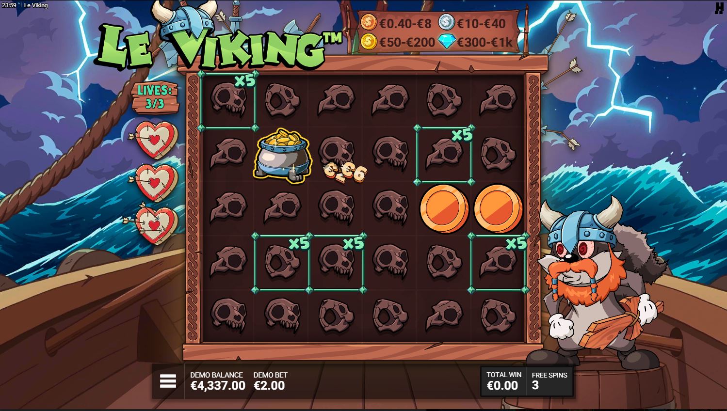 The Magic Cauldron symbol collecting values during Le Viking's free spins bonus.