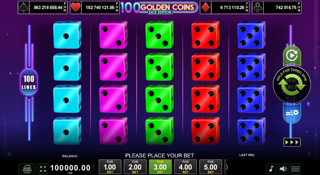 100 Golden Coins Dice Edition by Amusnet - Base Game