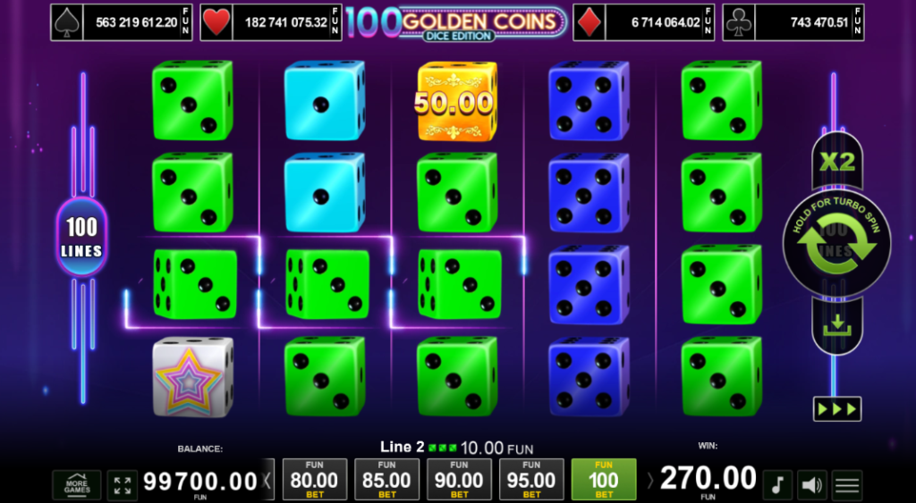 100 Golden Coins Dice Edition by Amusnet - Win