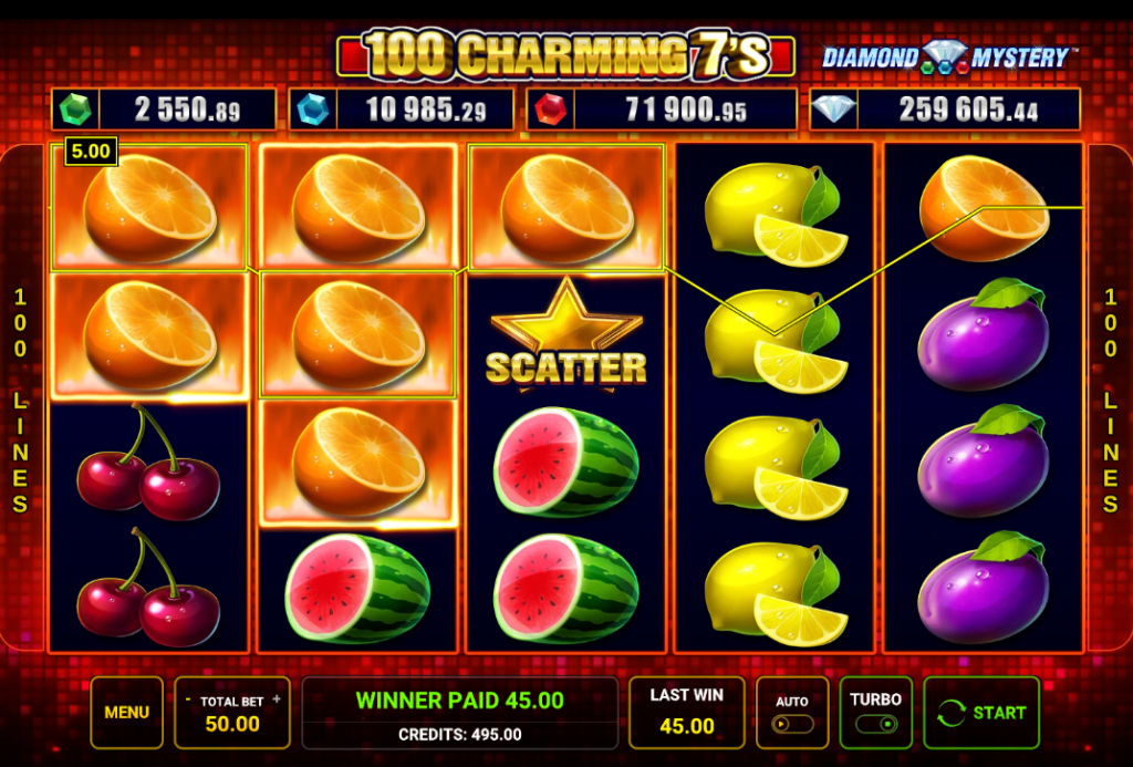 Diamond Mystery - 100 Charming 7's by Greentube - Win