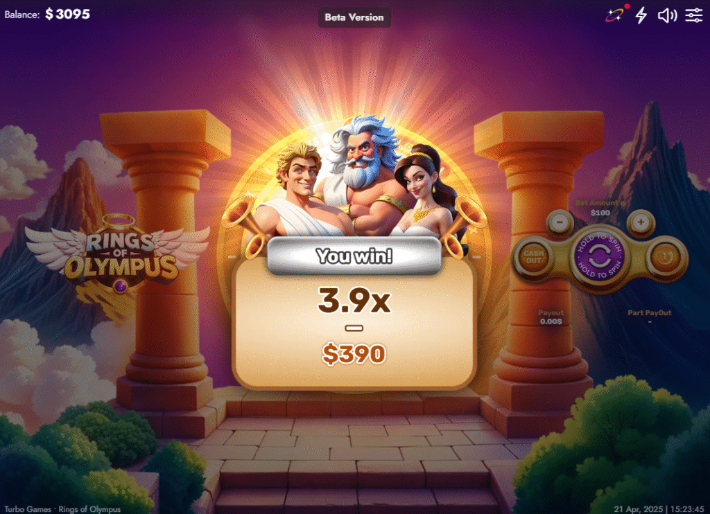 Rings of Olympus by Turbo Games - Win