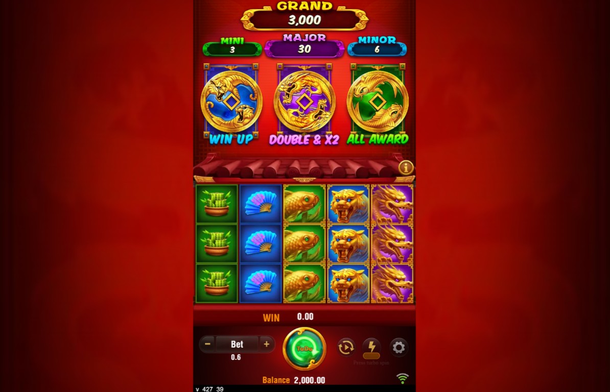 The base game grid of the 3 Coin Treasures 2 slot, showing the 5x3 reel layout and the special top reel.