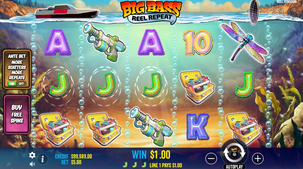 Big Bass Reel Repeat slot base game with sci-fi symbols