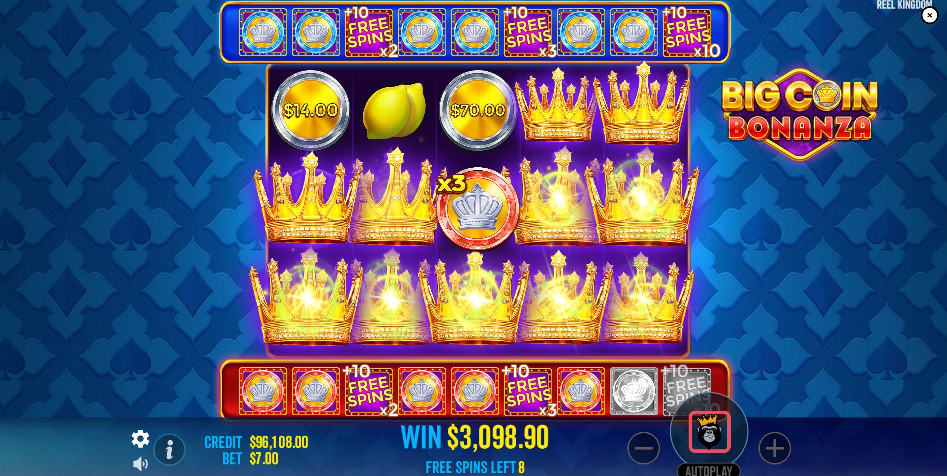 The Random Money Symbols modifier can add coins to the screen at the end of a spin if only Wilds are present, ensuring a collection.