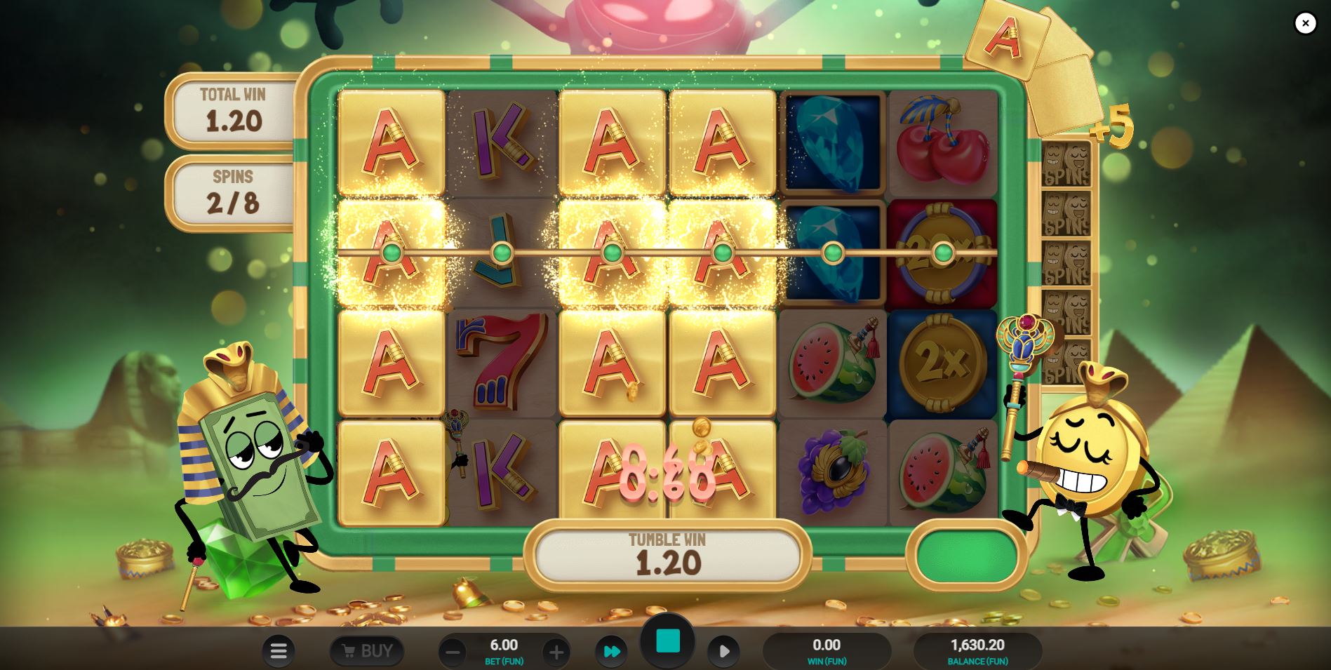 The Book Bonus round showcasing a full reel expansion of the selected special symbol.