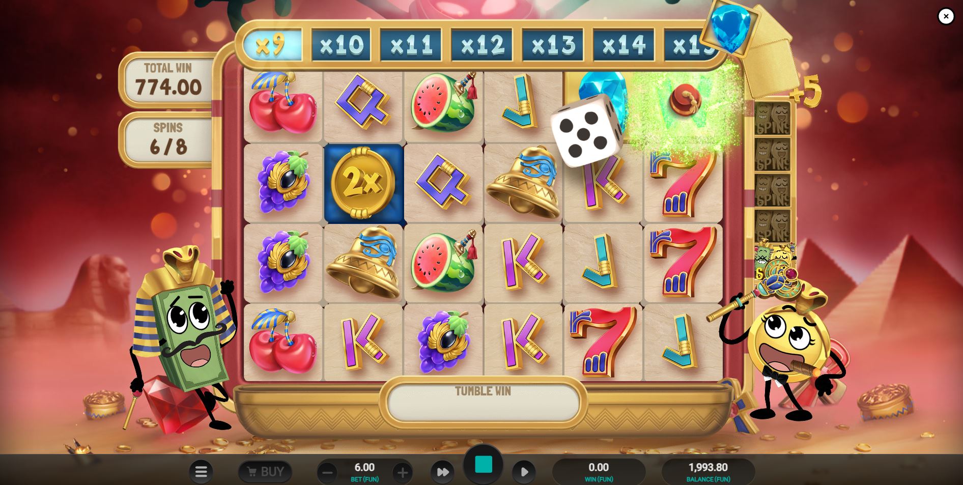 The Super Bonus screen in Bill & Coin 2, combining all three features.