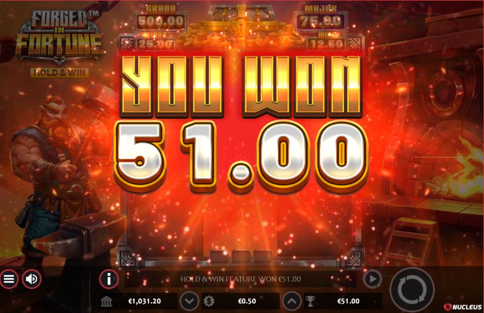 Big win celebration in Forged in Fortune slot