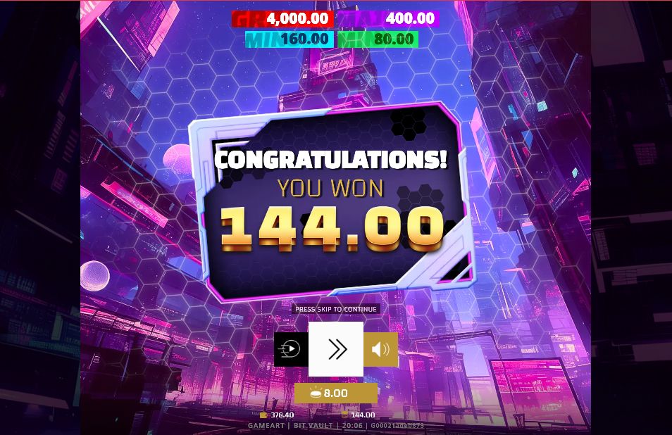 Big win screen showing X multiplier