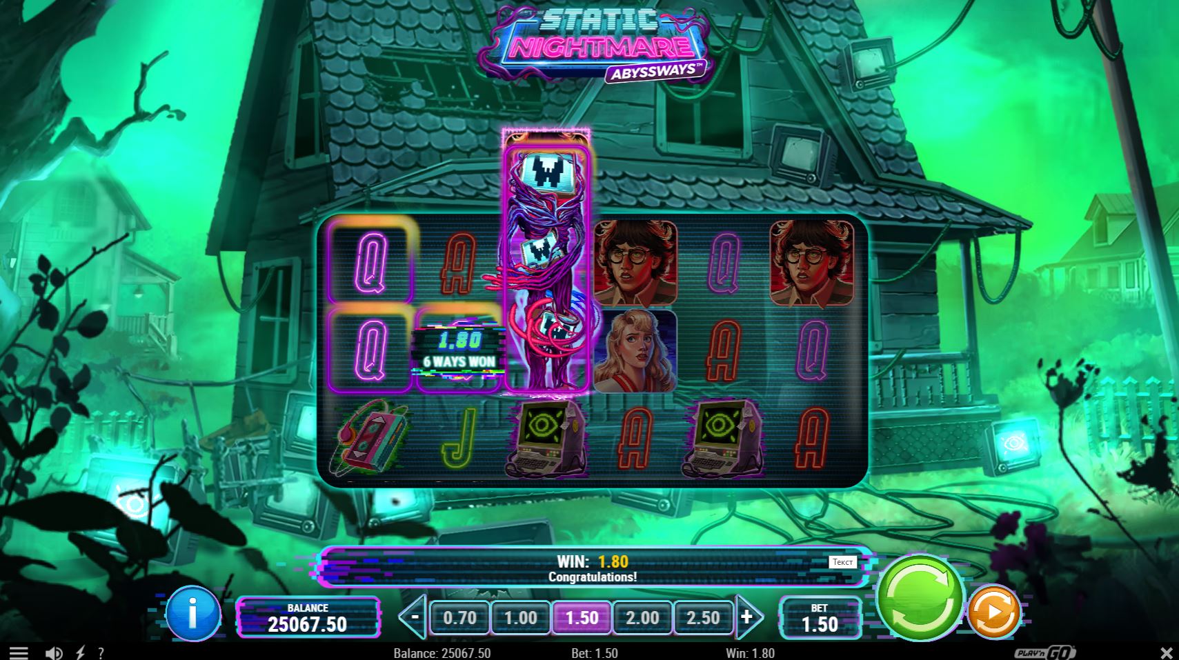 Static Nightmare Abyssways slot base game grid with a 6x3 reel layout.
