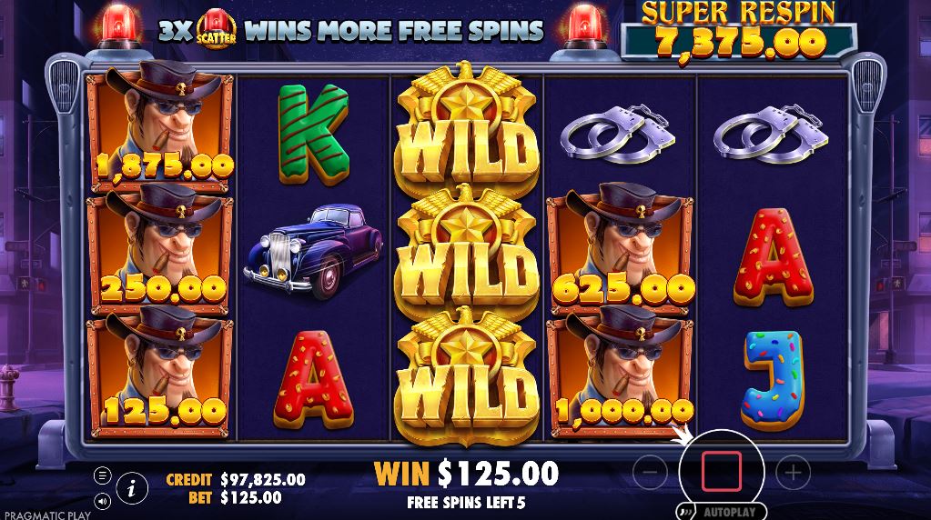 The bonus pot accumulating value during the Cash Patrol free spins feature.