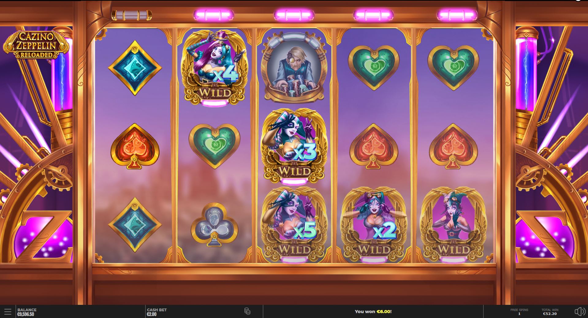 he high-potential sticky wilds bonus feature in the Cazino Zeppelin Reloaded free demo slot by Yggdrasil Gaming with multipliers.